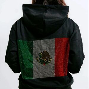 "Raza rignstone Mexican Flag hoodie" Unisex. Size XL Brand New still in bag!